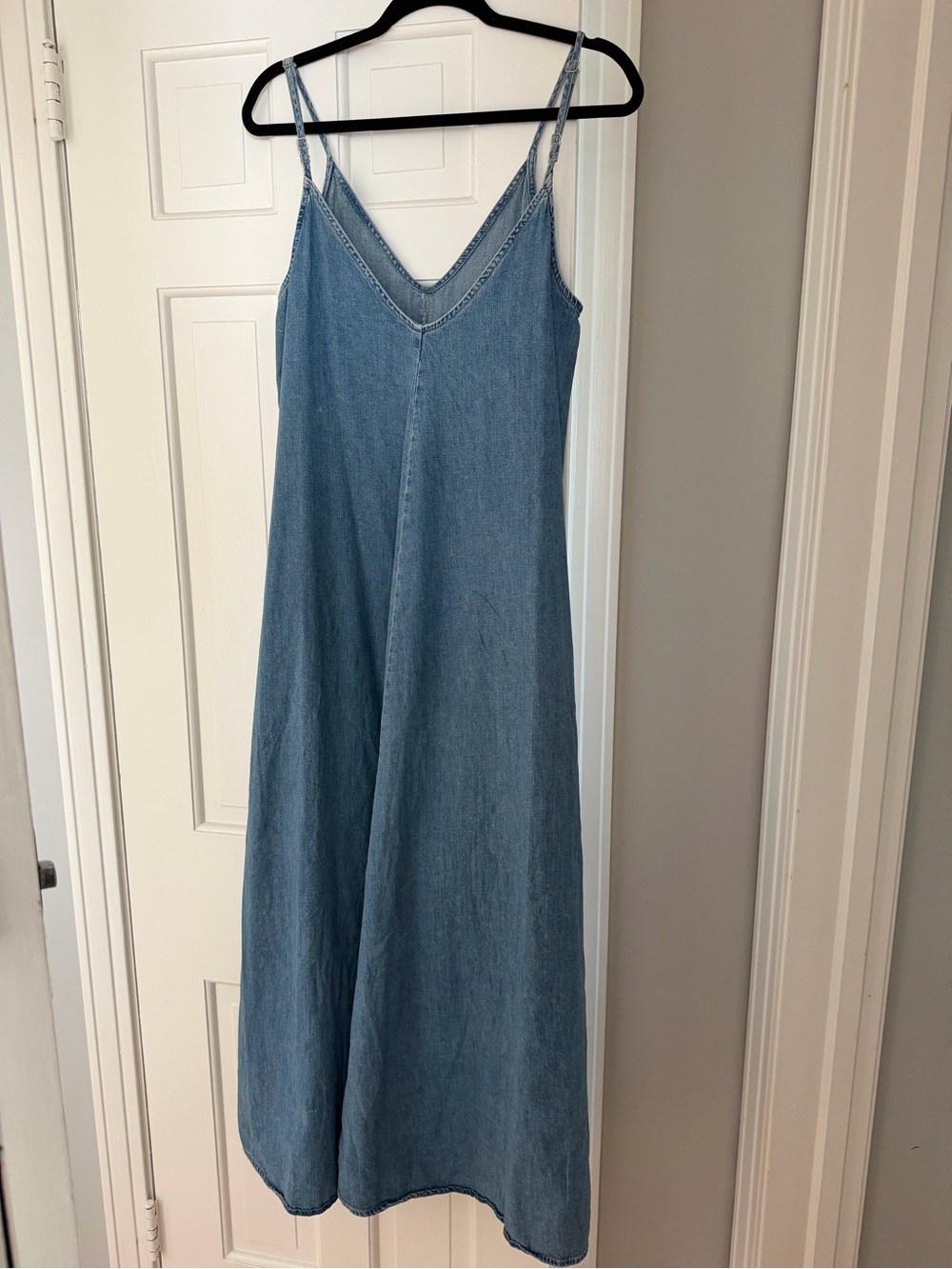 Zara Light Blue Denim Spaghetti-Strap Maxi Dress USA small - Picture 3 of 5